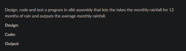 Solved Design, code and test a program in x86 assembly that | Chegg.com