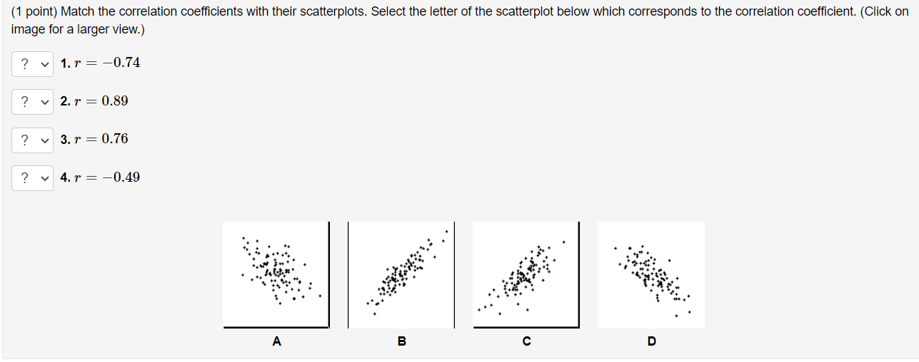 Solved (1 ﻿point) ﻿Match the correlation coefficients with | Chegg.com