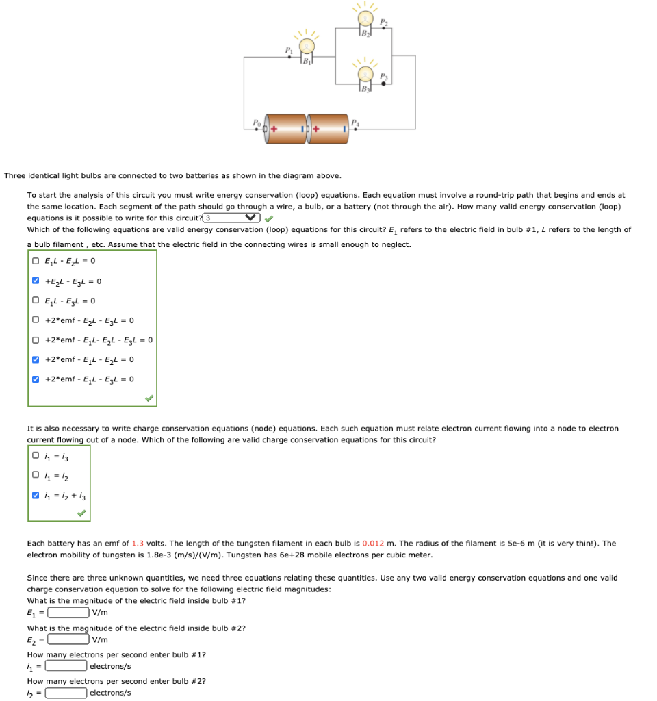 Solved P. P Three identical light bulbs are connected to two | Chegg.com