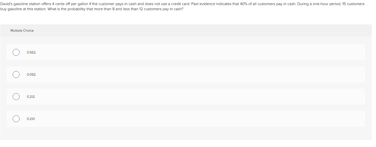 Solved David's gasoline station offers 4 cents off per | Chegg.com