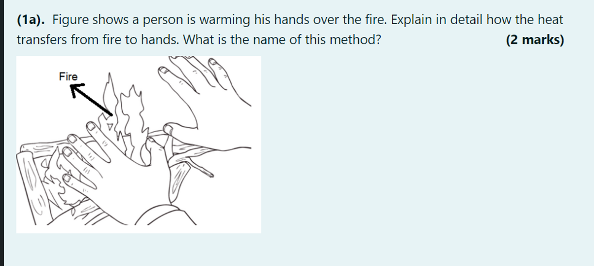 Solved (1a). Figure shows a person is warming his hands over | Chegg.com