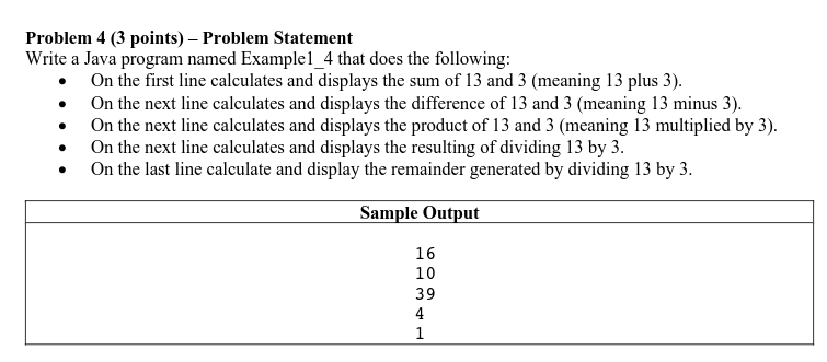 Solved Problem 4 (3 points) – Problem Statement Write a Java | Chegg.com
