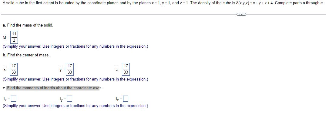 Solved A solid cube in the first octant is bounded by the | Chegg.com