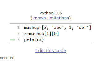 Solved Python 3.6 (known limitations) 1 mashup=(2, 'abc', 1, | Chegg.com