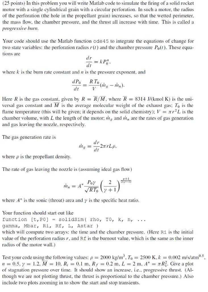 Write a Matlab code to simulate the firing of a solid | Chegg.com
