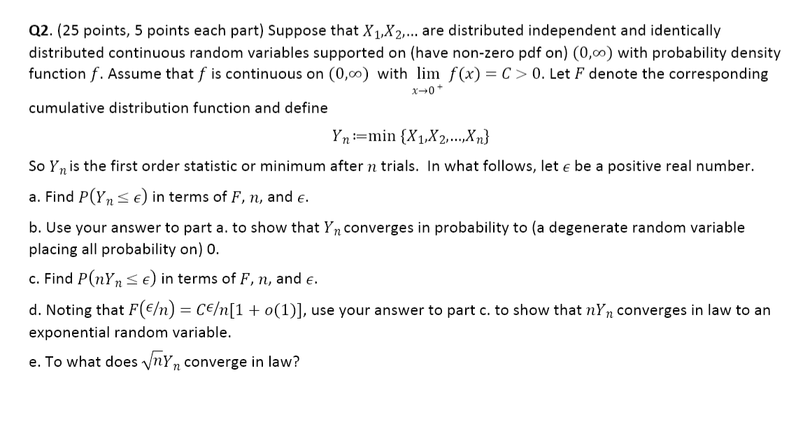 Solved Q2. (25 points, 5 points each part) Suppose that X | Chegg.com