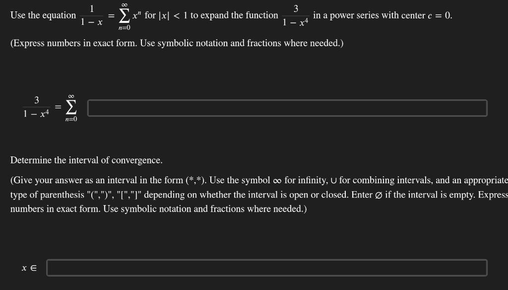 Solved Use the equation 1−x1=∑n=0∞xn for ∣x∣