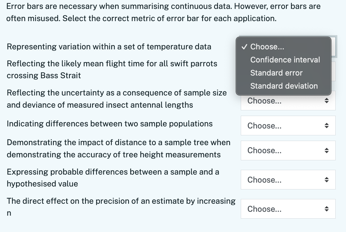 Solved Error Bars Are Necessary When Summarising Continuous | Chegg.com