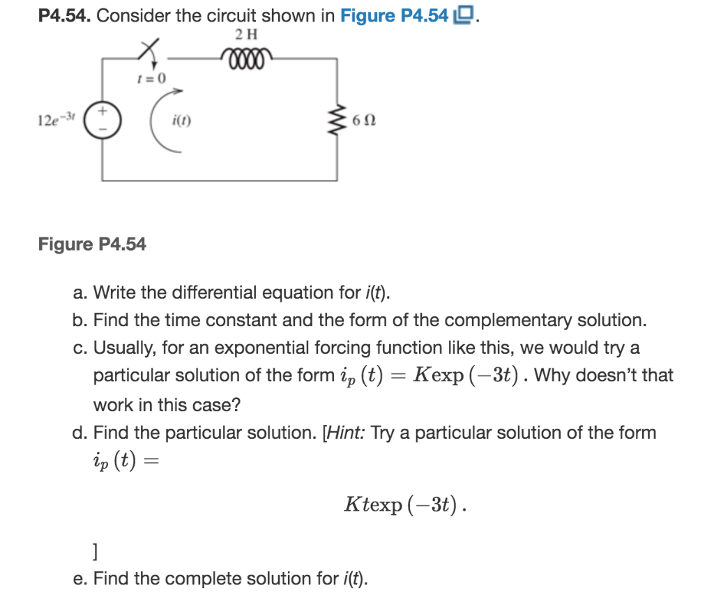 Solved P4.54. Consider the circuit shown in Figure P4.54 9. | Chegg.com