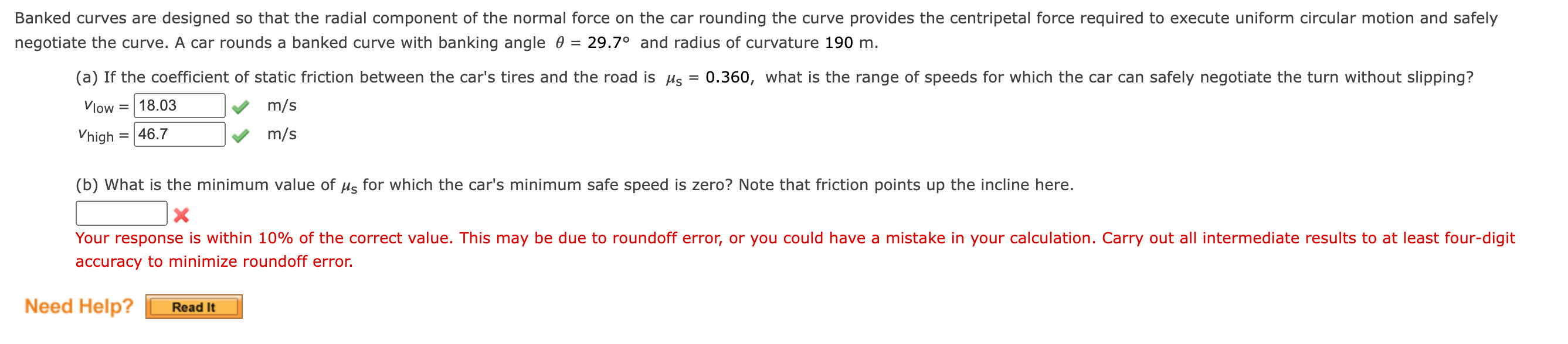 Solved negotiate the curve. A car rounds a banked curve with | Chegg.com