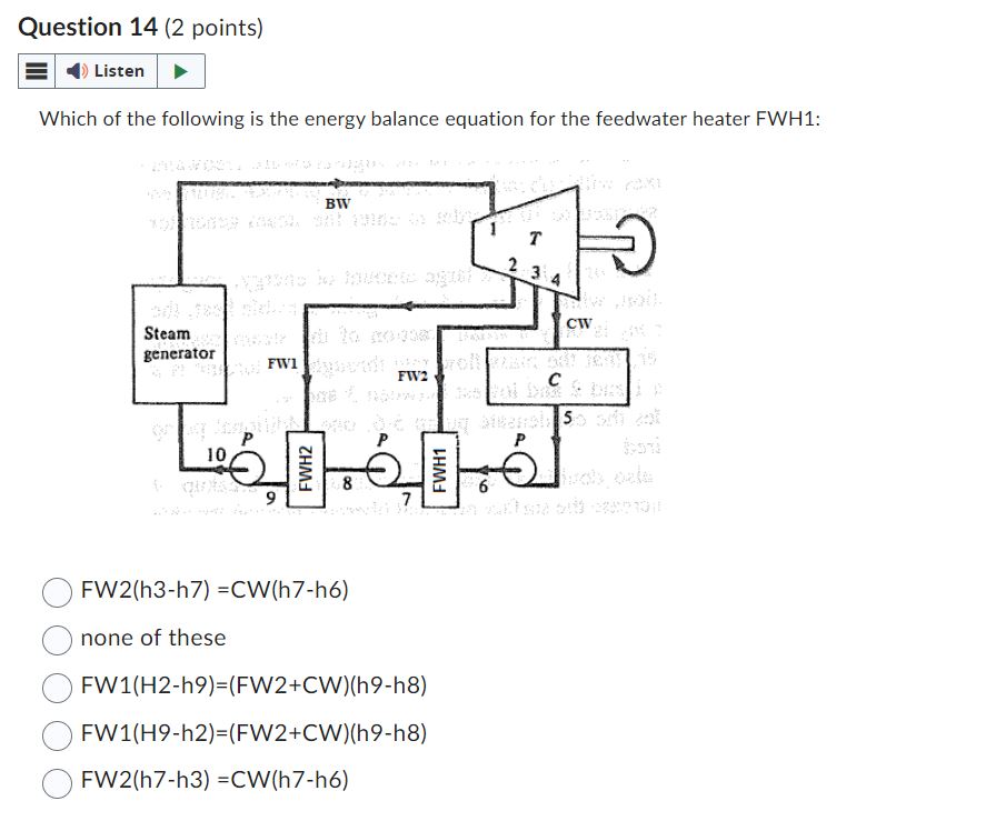 Solved Which of the following is the energy balance equation