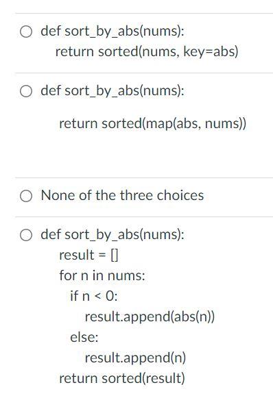 Solved I want to do a special sort that sorts by absolute | Chegg.com
