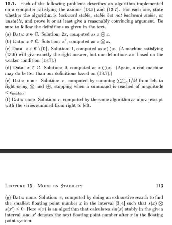 numerical linear algebra trefethen homework solutions