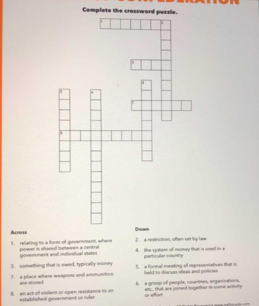 Solved Complete the crossword puzzle Down Across 1 Chegg com