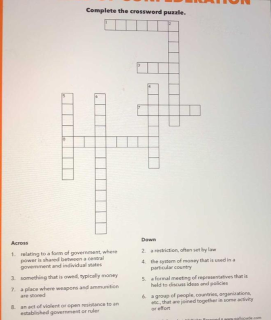 Solved Complete The Crossword Puzzle Down Across 1 Chegg Com