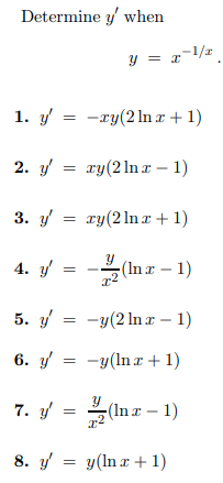 Solved Determine Y When Y X 1 X 1 Y Xy 2lnx 1 2 Chegg