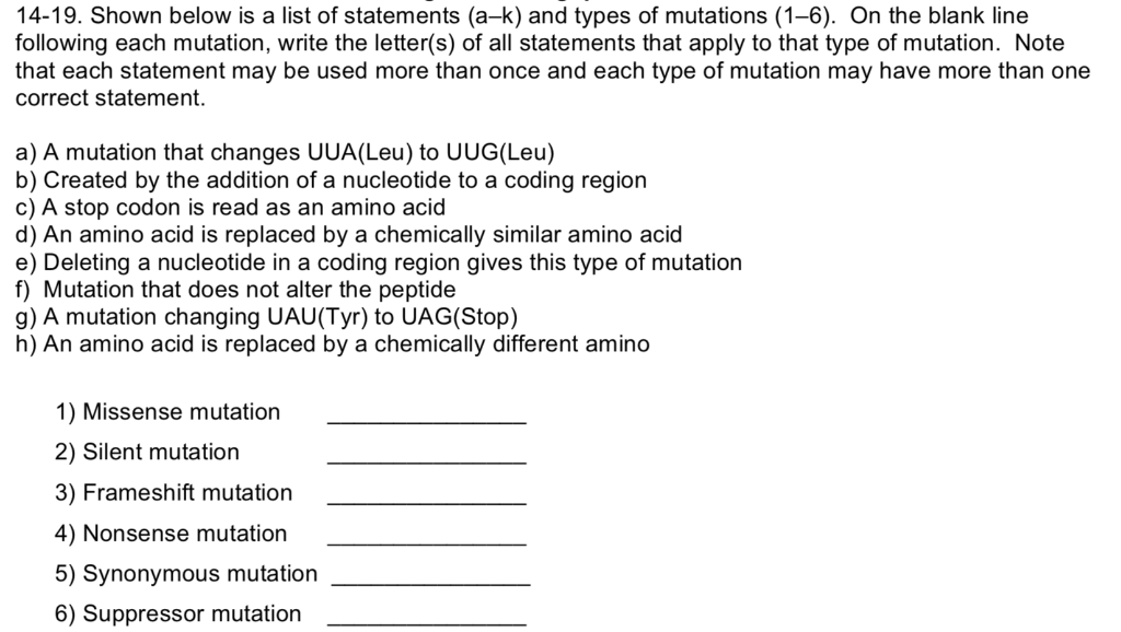 Solved 14-19. Shown below is a list of statements (a-k) and | Chegg.com