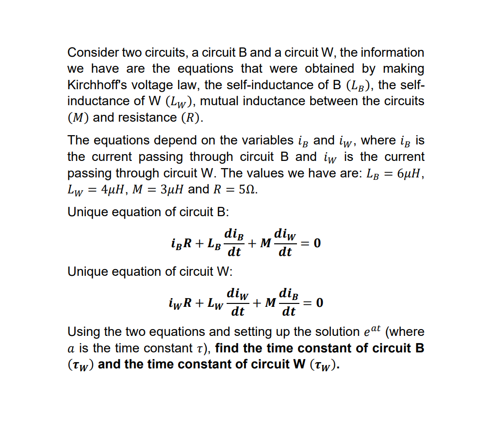 Solved = Consider Two Circuits, A Circuit B And A Circuit W, | Chegg.com