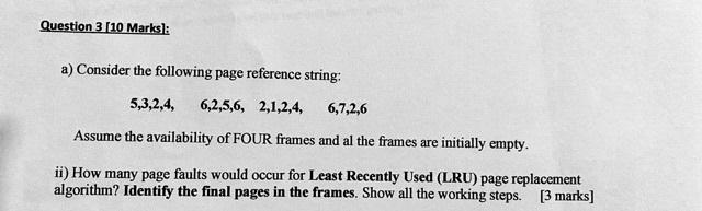 Solved Question 3 10 Marks): a) Consider the following page | Chegg.com