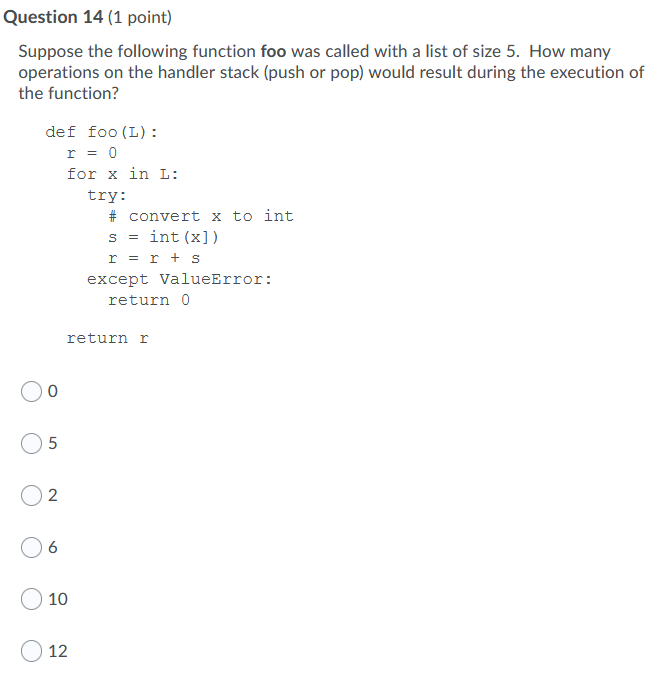 Solved Question 14 (1 point) Suppose the following function | Chegg.com