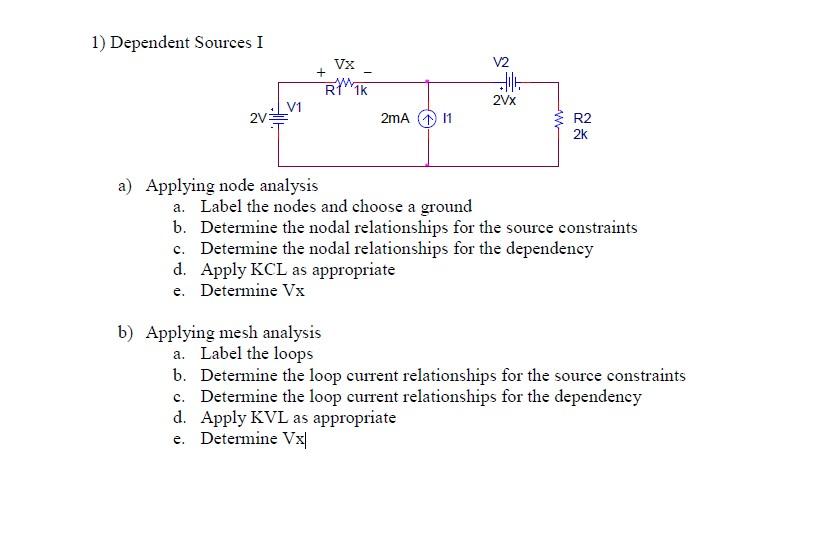 Solved 1) Dependent Sources I a) Applying node analysis a. | Chegg.com