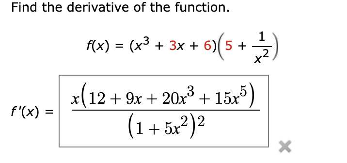 Solved Find the derivative of the function. | Chegg.com