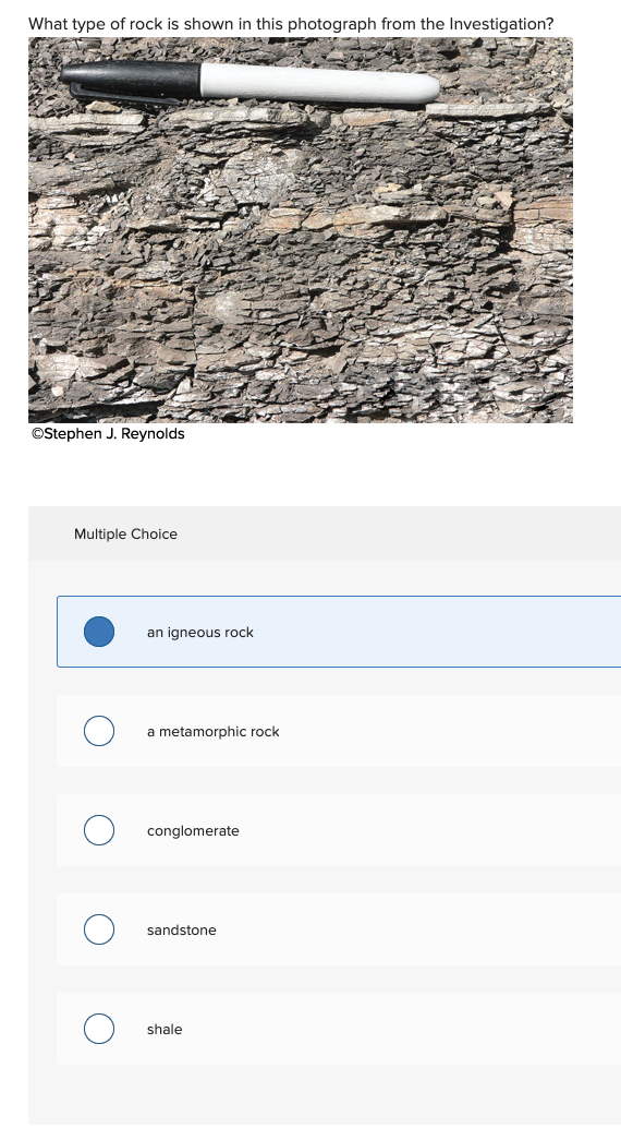 Solved What type of rock is shown in this photograph from