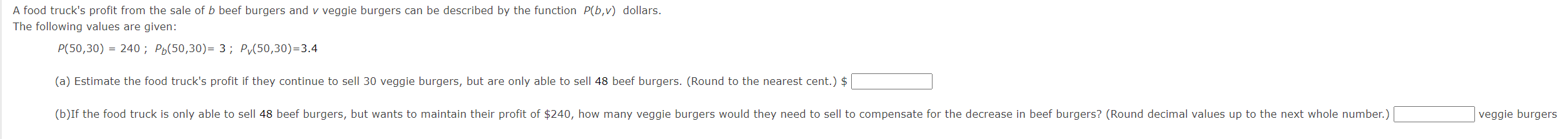 Solved A Food Truck's Profit From The Sale Of B Beef Burgers | Chegg.com