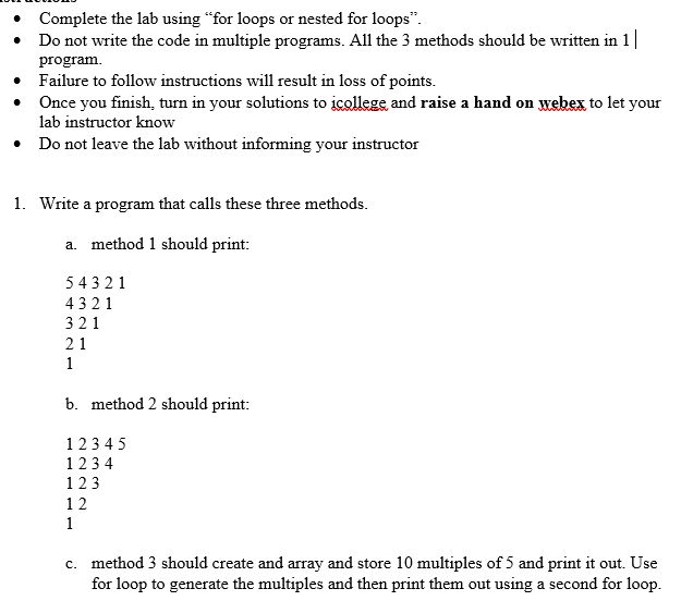 Solved Complete the lab using “for loops or nested for | Chegg.com