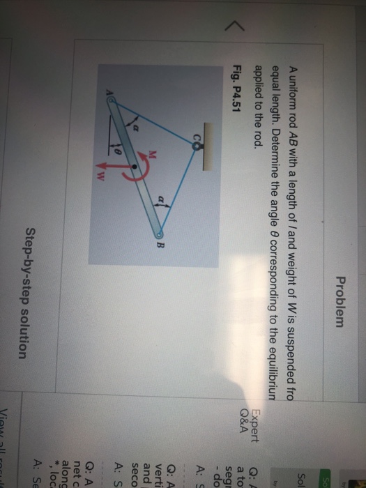 Solved Problem Sol A Uniform Rod AB With A Length Of /and | Chegg.com