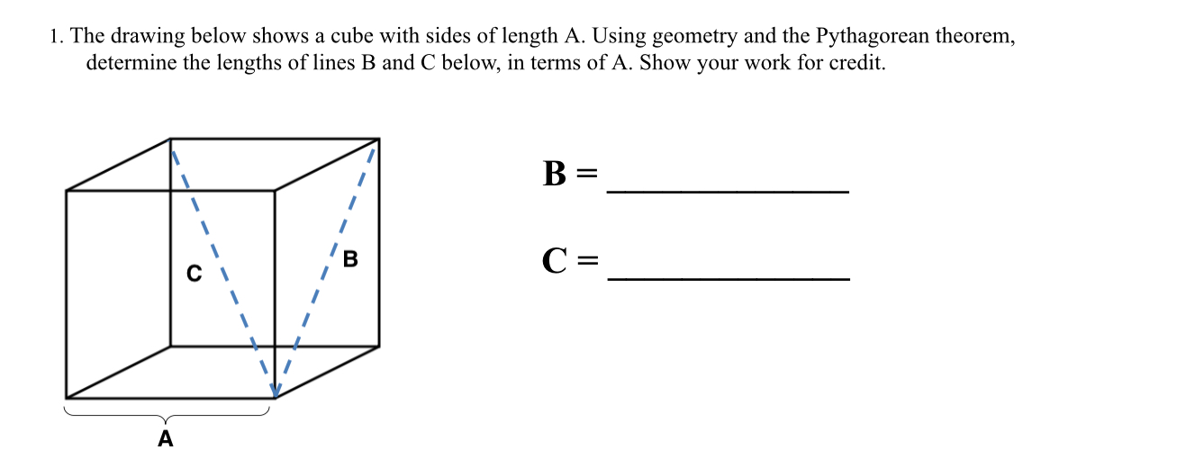 Cube Sides Math Solved 1. The drawing below shows a cube with sides of | Chegg.com