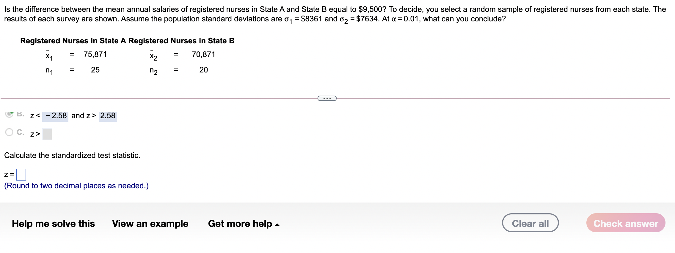 Solved Is The Difference Between The Mean Annual Salaries Of | Chegg.com