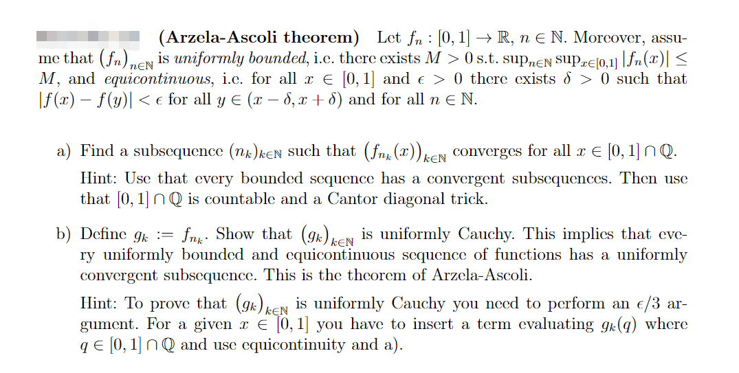 Solved Arzela Ascoli Theorem Let Fr 01 → R N E N 2010