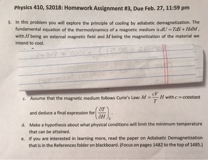 Solved Physics 410, S2018: Homework Assignment #3, Due Feb. | Chegg.com