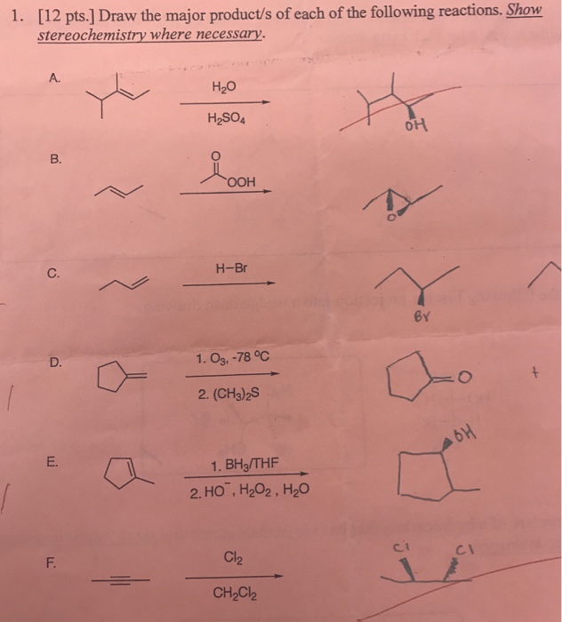 Solved Draw the major product/s of each of the following | Chegg.com