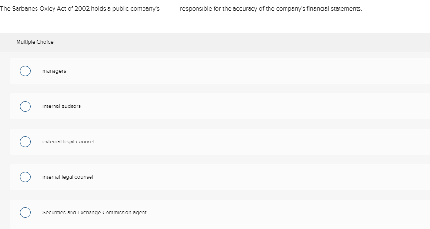 the sarbanes oxley act of 2002 holds a public company's