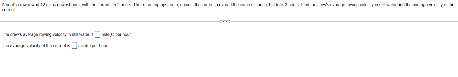 Solved current The crew's average rowing velocity in still | Chegg.com