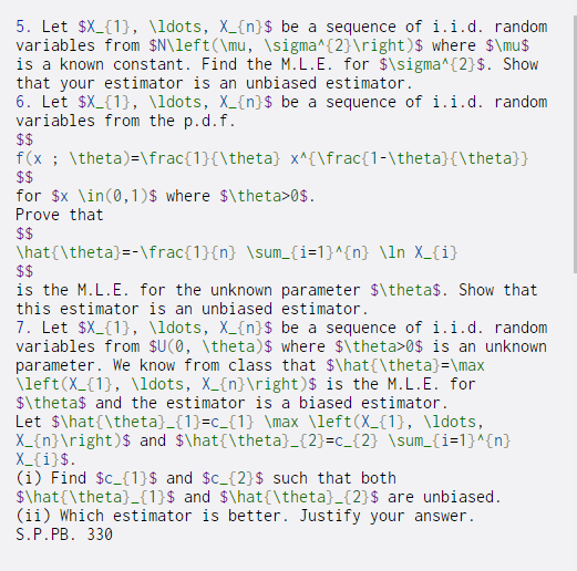 Solved 5. Let $X_{1}, \ldots, X_{n}$ be a sequence of i.i.d. | Chegg.com
