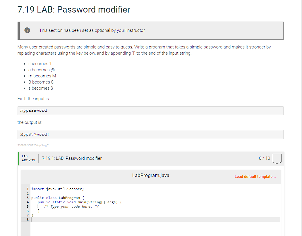 Solved 7.19 LAB: Password modifier (i) This section has been | Chegg.com