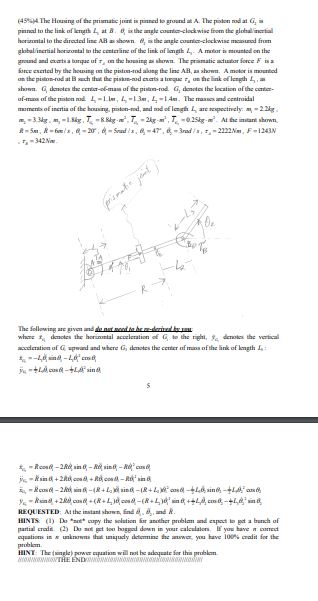 Find Theta 1 ﻿double Dot Theta 2 ﻿double Dot And R