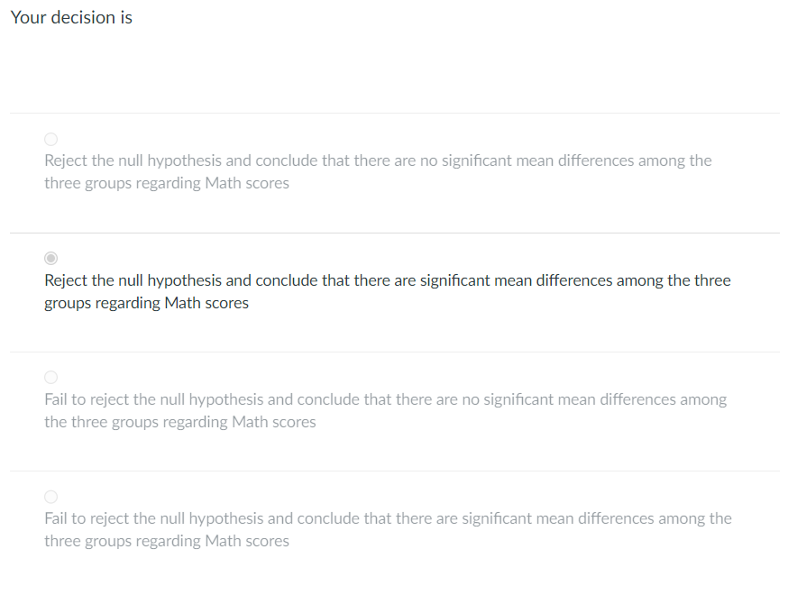 Solved The Critical Fvalue is Note Leave the two decimal