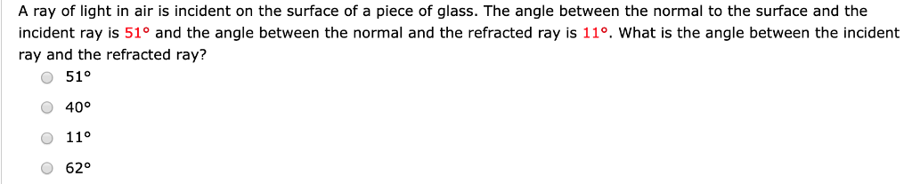 Solved A ray of light in air is incident on the surface of a | Chegg.com