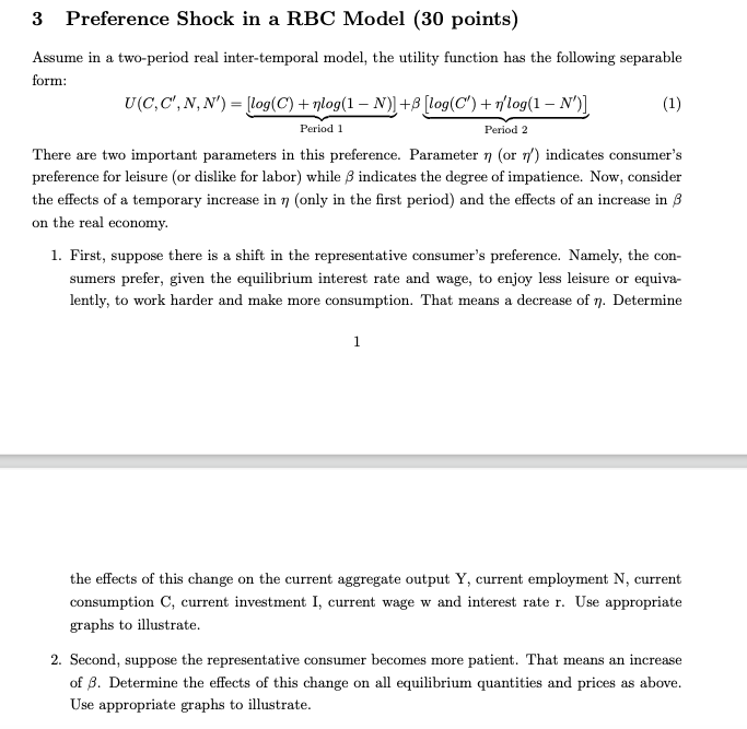 Assume In A Two Period Real Inter Temporal Model Chegg Com