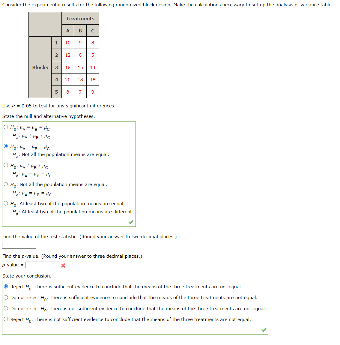 Solved Use α=0.05 to test for any significant differences. | Chegg.com