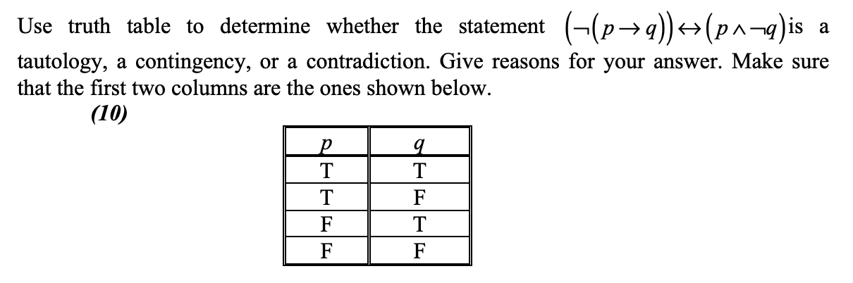 Solved Use truth table to determine whether the statement | Chegg.com
