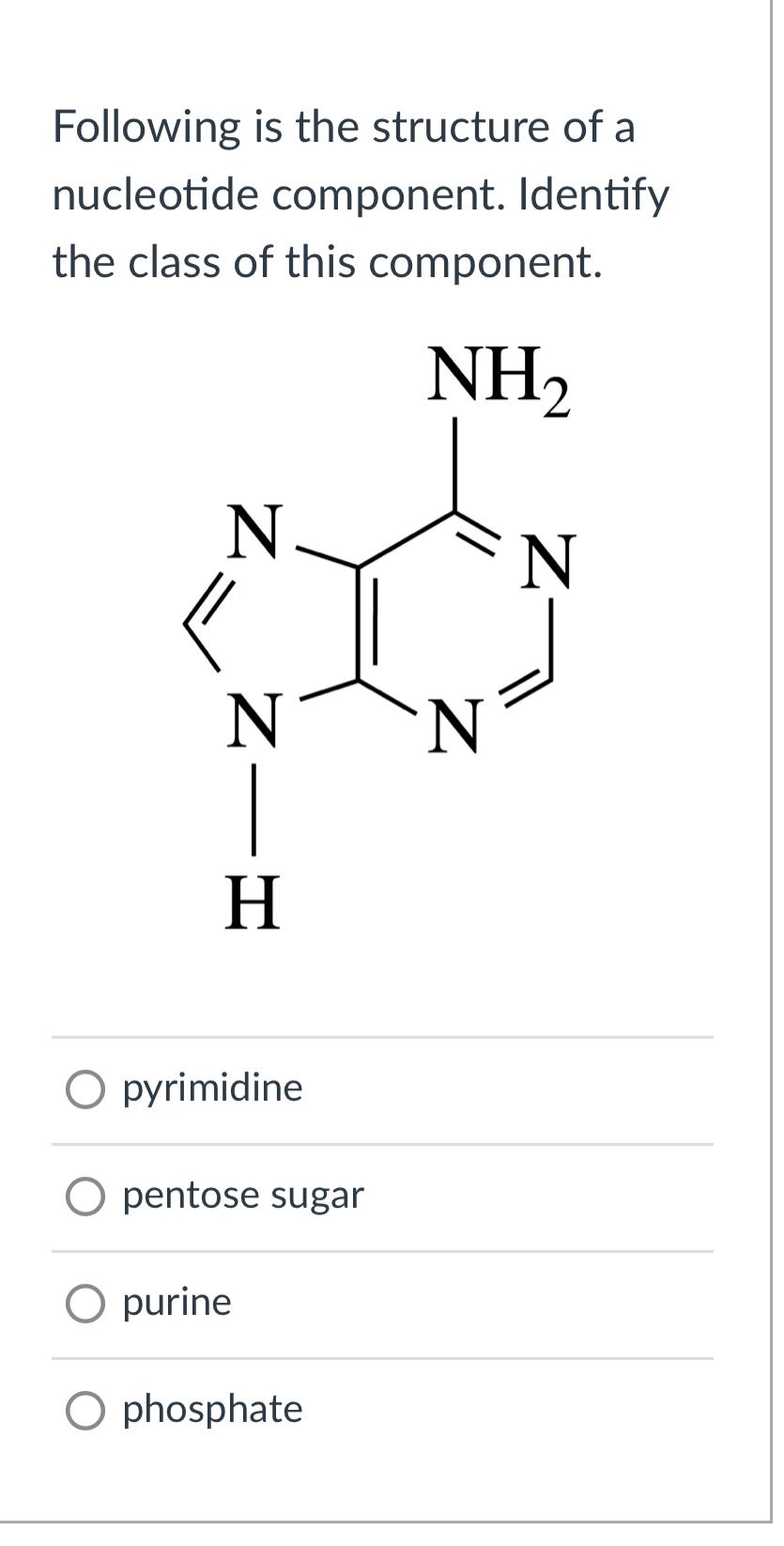 Solved Following is the structure of a nucleotide component. | Chegg.com
