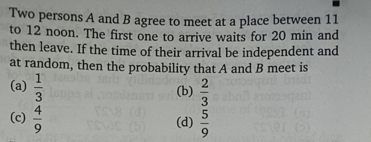 Solved Two Persons A And B Agree To Meet At A Place Between | Chegg.com