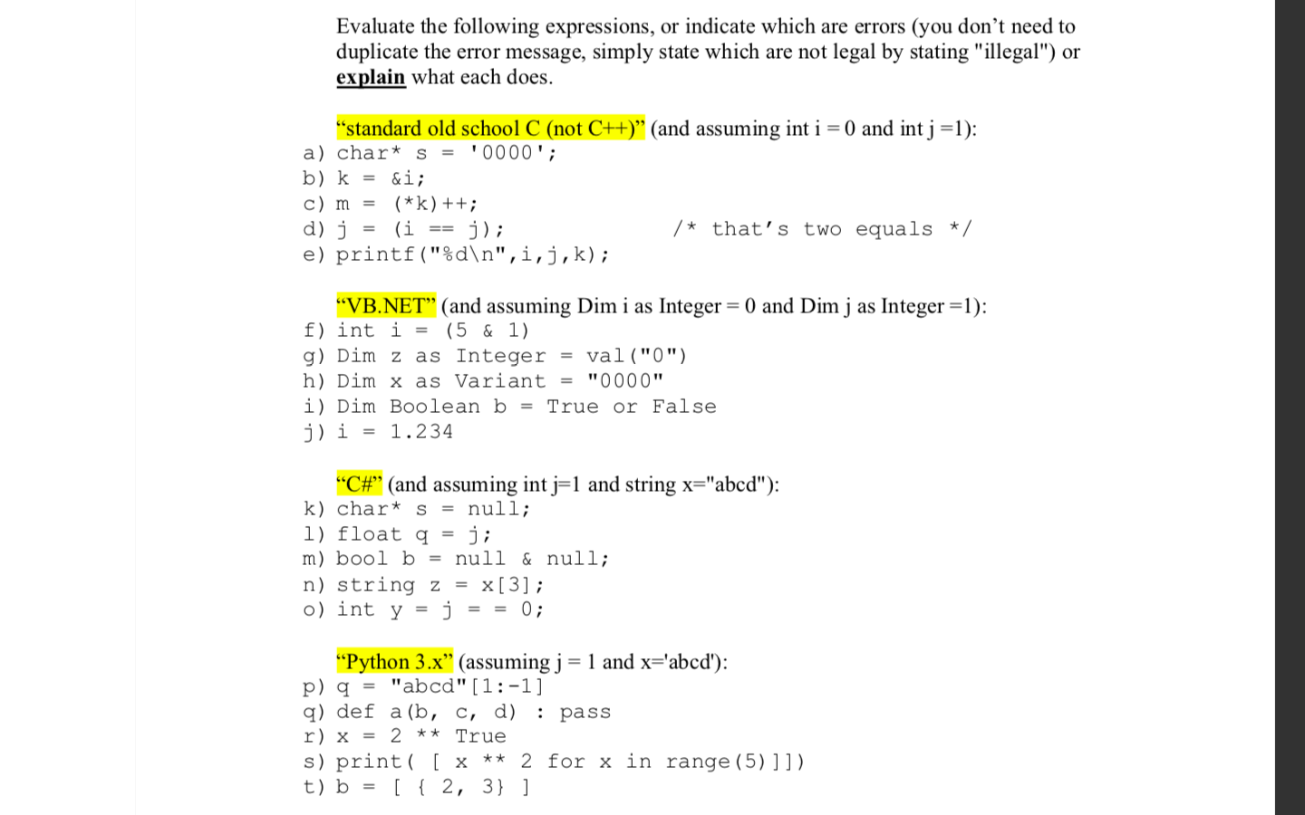 Solved Evaluate The Following Expressions Or Indicate Wh Chegg Com