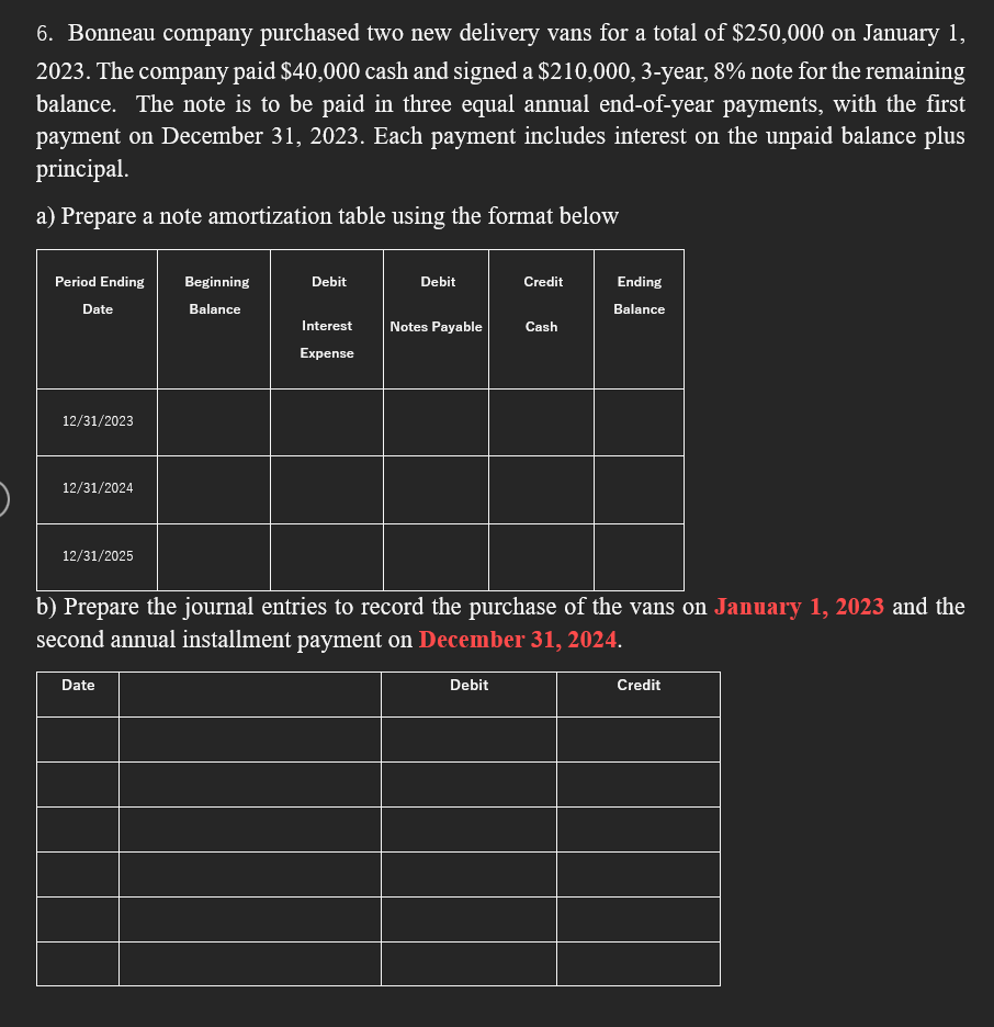 Solved 6. Bonneau company purchased two new delivery vans