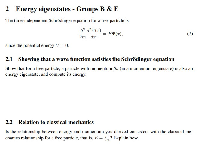 Solved 2 Energy eigenstates - Groups B & E The | Chegg.com
